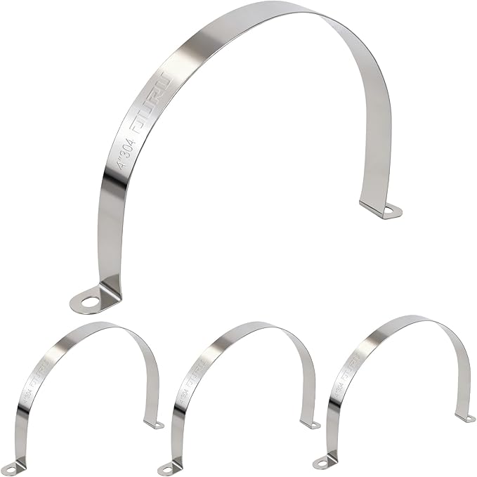 4pcs 4 Inch Conduit Clamp 304 Stainless Steel, Rigid Metal Pipe Clamp U Bracket, 2 Holes Pipe Strap for Automotive, Wire & Tube