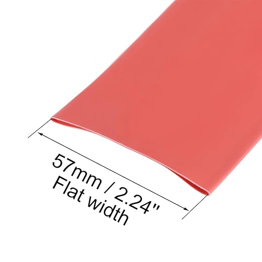 uxcell Heat Shrink Tubing, 1-3/8"(35mm) Dia 57mm Flat Width 2:1 Rate Shrinkable Tube Cable Sleeve 1m - Red