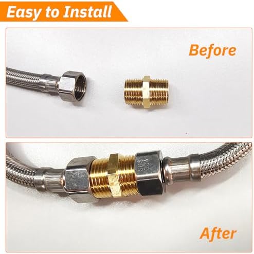 2PCS Hex Brass Nipple 1/2" NPT Male X 1/2" NPT Male Pipe Fitting 1/2 inch Brass Pipe Nipples Male Pipes Adapter Fittings Heavy Equal Nipples Connectors