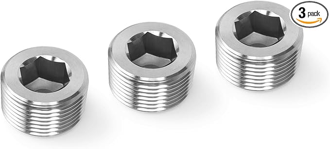 ChillWaves 304 stainless steel Pipe Fitting, Internal Hex Head Socket Pipe Plug Fitting，1" NPT Male，Thread Adapter(3-PACK)