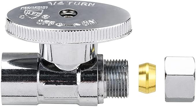 (Pack of 2) EFIELD Sweat 1/2" x 3/8" Compression Chrome 1/4-Turn Straight Stop Water Shut-off Ball Valve,(VALVE146-2PCS)