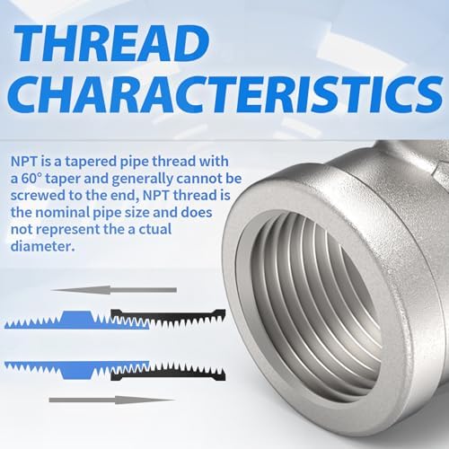 ChillWaves 304 Stainless Steel Pipe Fitting, Male Branch Tee 1/4" NPT Female x 1/4" NPT Male x 1/4" NPT Female Thread Adapter(4-PACK)