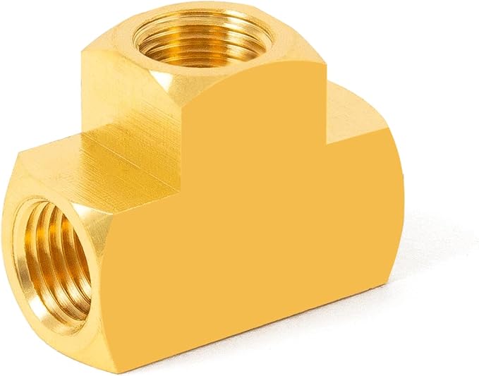 ChillWaves Brass Pipe Fitting, Barstock Tee 3/8" x 3/8" x 3/8" NPT Female Thread Adapter(3-PACK)