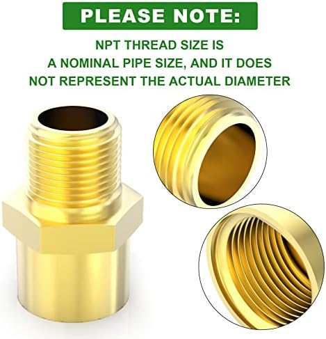 TAISHER 5PCS Brass Pipe Fitting, Adapter, 3/8" NPT Male x 3/8" G Thread (BSP) Female