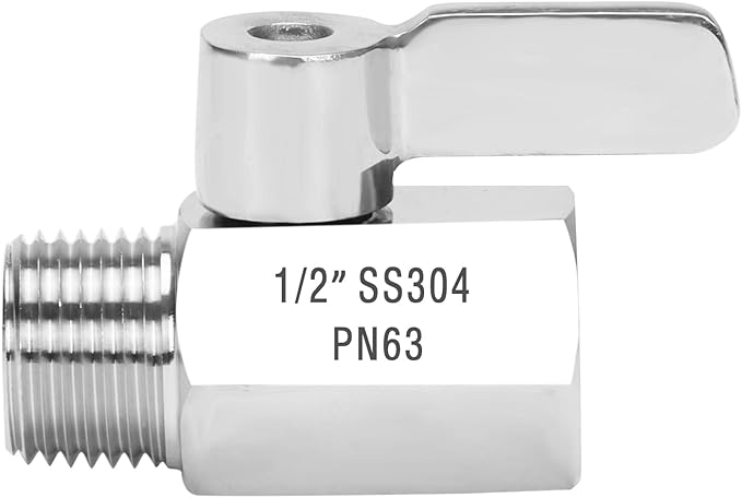 Shower Flow Control Valve - 1/2" NPT Thread Stainless Steel 304 Shut Off Mini Ball Valve, Female x Male Shower Head Water Valve