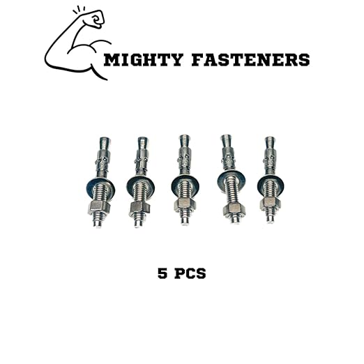 Wedge Anchors – Heavy-Duty 304 Stainless Steel Expansion Bolts for Concrete & Masonry, Rust-Resistant & Durable - 3/8" X 3" - 5 Pack