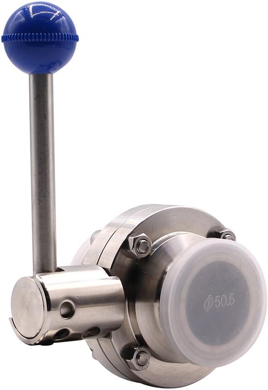 DERNORD 2 Pack 1.5 Inch Tri Clamp Sanitary Butterfly Valve with Pull Handle Stainless Steel 304 Tri Clamp Clover (1.5" Tube OD)