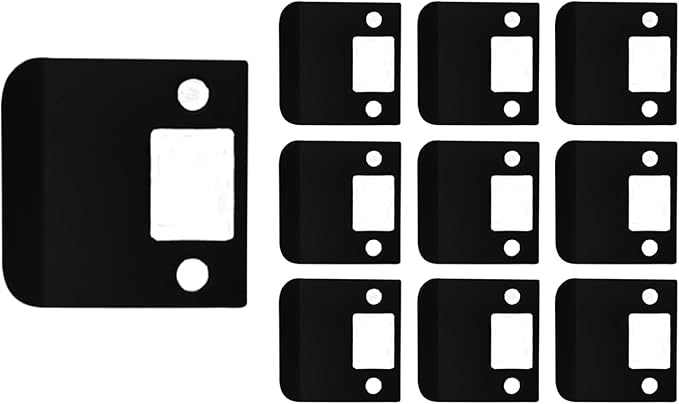 QCAA Solid Brass Extended Lip Strike, 2-1/2''X2-1/4", Matte Black, 10 Pack, Made in Taiwan