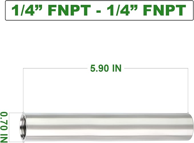TAISHER 2PCS Stainless Steel Pipe Fittings, 1/4" NPT x 1/4" NPT Female Threaded, 6" Length Nipple Cast Pipe