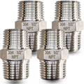 1/2" NPT Stainless Steel Hex Nipple, 4PCS Male to Male Pipe Fitting Adapter