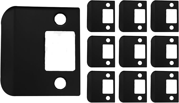 QCAA Solid Brass Extended Lip Strike, 2''X2-1/4", Matte Black, 10 Pack, Made in Taiwan