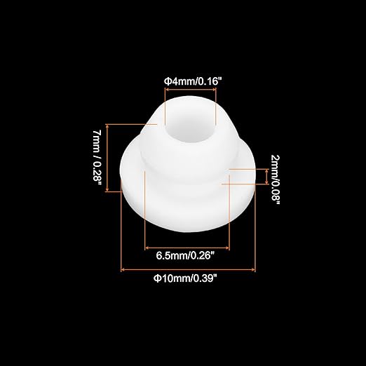 MECCANIXITY 20Pcs Snap Silicone Rubber Grommet Plug Mount Dia 6.5mm ID 4mm Narrow Groove Width 2mm Seal Anti-Scratch Sleeves for Electrical Box Cable Pipes White