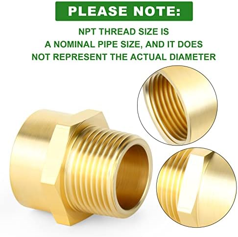 TAISHER 2 PCS Brass Pipe Fitting, Adapter, 1/2" NPT Male x 1/2" G Thread (BSP) Female