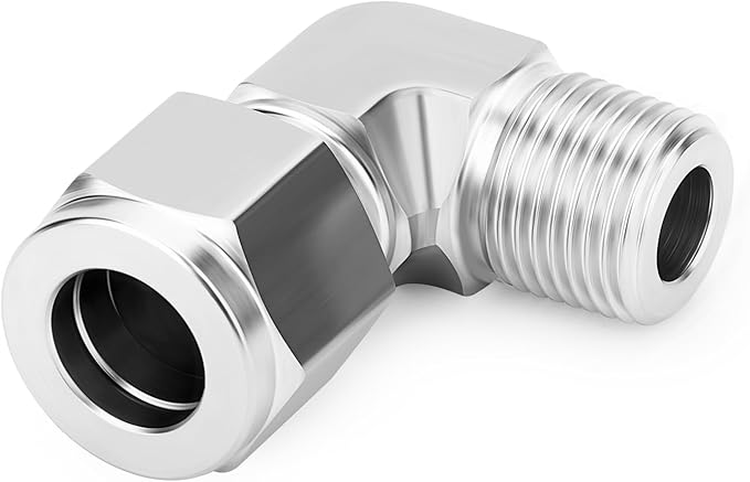 TAISHER 1PCS 316 Stainless Steel 90 Degree Compression Tube Pipe Fitting Connector, 3/4" Tube OD x 1/2" NPT Male Adapter
