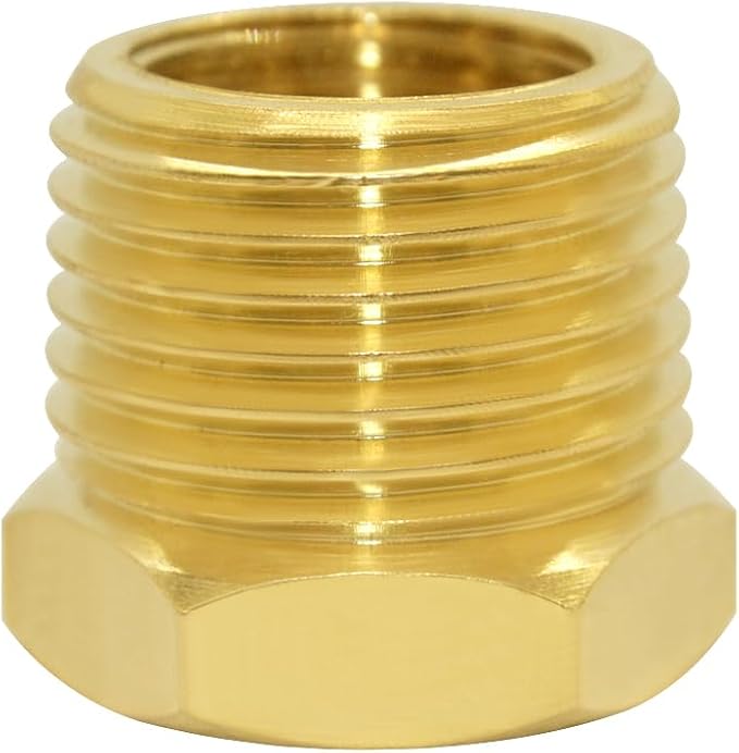 Joywayus Brass Reducer Hex Bushing Reducing Cast Pipe Fitting 1/2" NPT Male x 3/8" NPT Female Adapter(Pack of 5)