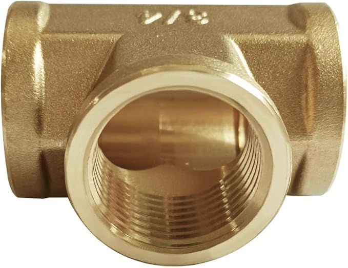 Joywayus 3/4 NPT Threaded Brass Pipe Fitting Tee T 3-Way Female Adapter