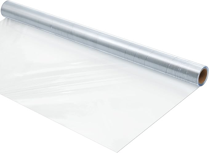 Clear PVC Soft Glass Window Panel 36''x394'' Flexible Plastic Roll Film Cuttable Temporary Storm Window Replacement for Porch Car Sealing Drafts Moisture Blocking Cold Protection Winterizing