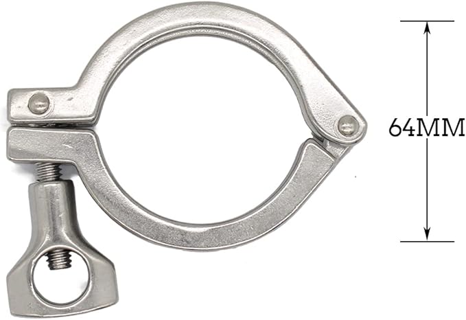 QiiMii Single Pin Heavy Duty 10 Pcs Tri Clamps with Wing Nut Ferrule TC 2 Inch Stainless Steel 304 Sanitary Fittings with Silicone Gasket