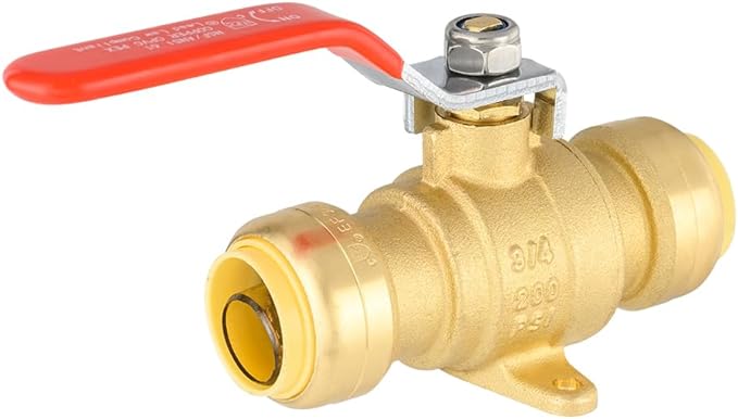 (Pack of 5) EFIELD 3/4 Inch Push-Fit Full Port Drop Ear Brass Ball Valve with Drain, UPC Certified, LF Brass,(PF-VALVE072-5PCS)