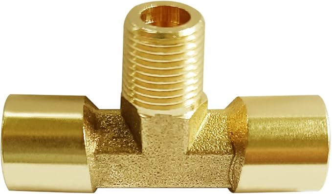 Joywayus Brass Pipe Fitting Tee T 3 Way Adapter (1/8 NPT Female Male Female, Pack of 2)