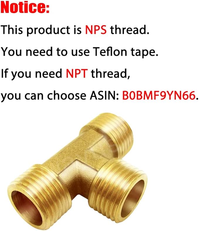 Joywayus Brass Pipe Fittings 3/4"NPS Male Forged Tee Pipe Tube Fitting(pack of 3)