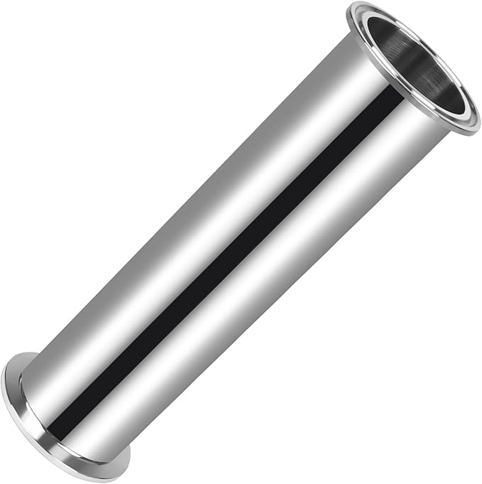 Tri Clamp Sanitary Spool Tube 2 Inch OD, 8 Inch Length, 50.5mm Clamp End OD, 304 Stainless Steel Seamless Round Tubing