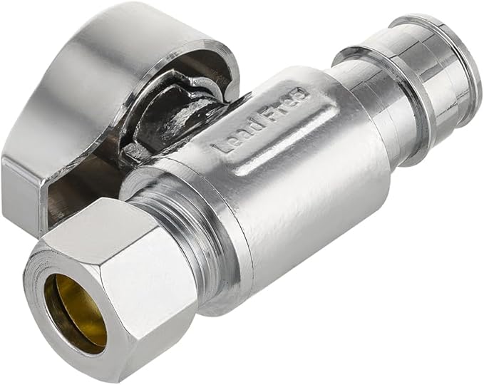 Pro 10-Pack EFIELD Stop Valve Pex-A 1/4 Turn Straight Stop Valve 3/8" OD Compression X 1/2" Pex Expansion, Chrome Plated LF Brass, Heavy Duty,(VALVE380)
