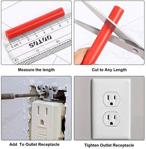48 Pieces Electrical Outlet Spacers Extender Kit Includes 24 pcs 3 Inch Switch and 24 1-1/2 Inch 6-32 Thread Flat Head Device Mounting Extra Long Electrical Outlet Screws(Red)