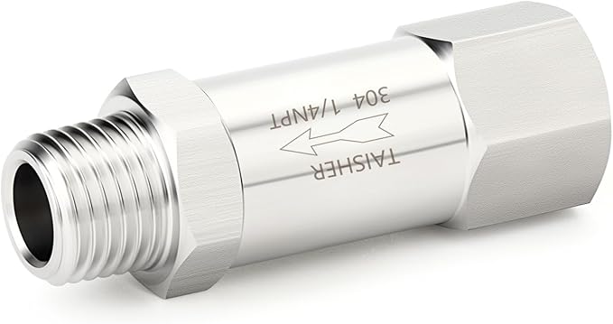 TAISHER 1PCS 304 Stainless Steel 1/4" NPT Male x 1/4" NPT Female Check Valve,Backflow Prevention,One Way Non-Return Check Valves
