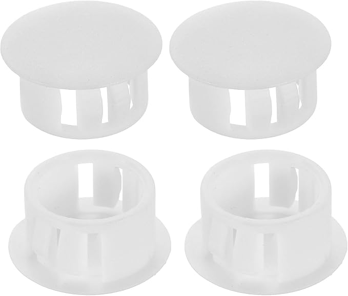 uxcell 4Pcs Plastic Hole Plugs, 16mm(5/8") Flush Type Panel Plugs, Round Snap Knockout Locking Plugs for Furniture Insert End Caps Panels, White
