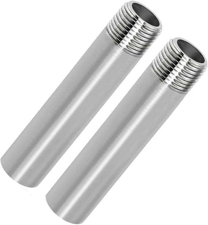 Stainless Steel Pipe Fitting 1/2" NPT Male x 1/2" NPT Female Thread Nipple Cast Pipe 4"（100mm) Length 2PCS