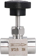 Needle Valve NPT 3/8 Female Thread Straight Needle Valves Stainless Steel 304 Flow Control Valve for Water/Gas/Oil, 1PC