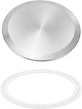 uxcell Stainless Steel Sanitary Fitting Clamp End Cap 4-1/2" (119mm) Solid Tube End Cap with Silicone Gasket for Food Beverage Cosmetics Factory Pipes