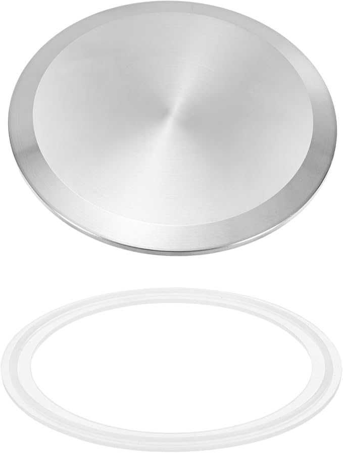 uxcell Stainless Steel Sanitary Fitting Clamp End Cap 4-1/2" (119mm) Solid Tube End Cap with Silicone Gasket for Food Beverage Cosmetics Factory Pipes