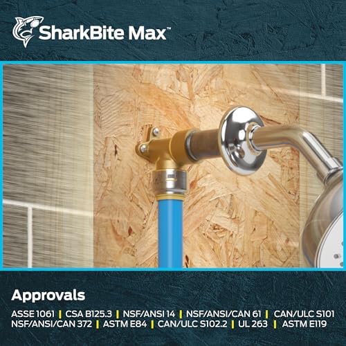 SharkBite Max Female Drop Ear Elbow, 3/4 Inch Push-to-Connect x 3/4 Inch FNPT, Pack of 6, Brass Plumbing Fitting, UR340