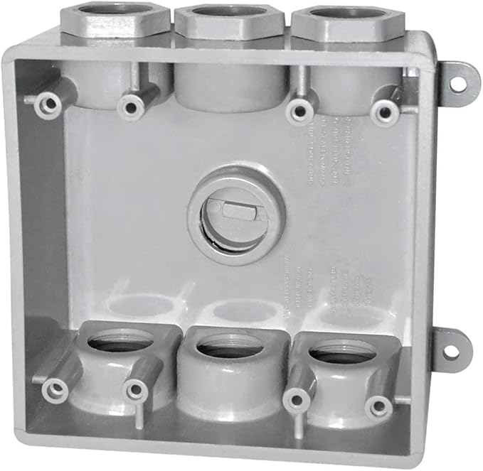 Two Gang Electrical Box, Suitable 1/2-Inch or 3/4-Inch Electrical Conduit Weatherproof Outdoor Switch Outlet Box, UL Listed，Plastic Junction Box Outlet
