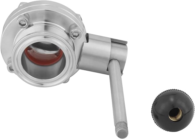 Sanitary Butterfly Valve Tri Clamp Valve with Handle 1.5" Tri Clamp Clover 1.5" Tube OD 304 Stainless Steel (pack of 2)