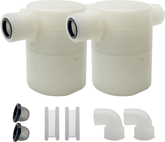Water Float Valve, Water Level Control Water Tank Traditional Float Valve Upgrade 2 PCS (side inlet, 1“)