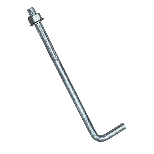 Sandbaggy 3/4" x 14" Threaded Concrete Anchor L-Bolts (Nuts & Washers Included) - Hot Dipped Galvanized - Sill Plate, Base Plate, Masonry, Wood, Cement Anchors, J Bolt (40, 3/4" x 14")
