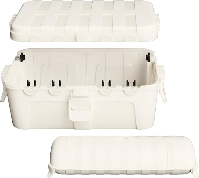 Flemoon 2-Piece Outdoor Waterproof Electrical Box Set – 12.5" x 8.5" x 5" Large Electrical Box & 11.3" x 4.3" x 3" Extension Cord Cover for Power Strip, Outlet, Holiday Light, White