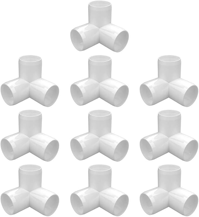 3 Way PVC Fittings 3/4 Inch (10-Pack), Furniture-Grade, Heavy-Duty Pipe Connectors for Plumbing, DIY Projects, and Home Furniture Assembly, Compatible with 3/4" Schedule 40 PVC Pipes‌