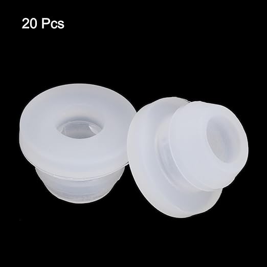 MECCANIXITY 20Pcs Snap Rubber Grommet Plug Mount Dia 6.5mm ID 4mm Narrow Groove Width 2mm Seal Anti-Scratch for Electrical Box Cable Pipes Transparent