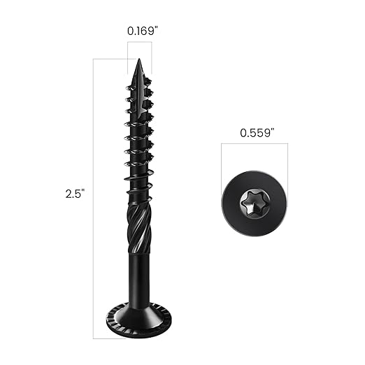 Deck Screws #14 x 2-1/2 inch, (117pcs) 2.5lb Heavy Duty Outdoor Wood Screws,Black Rust Resistant Epoxy Coated,Torx Drive Head,with T30 Star Bit