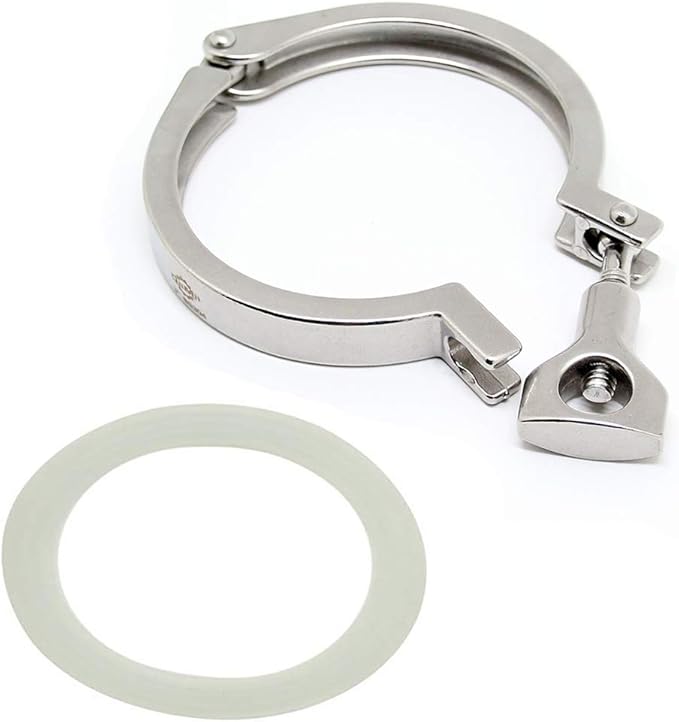 QiiMii Single Pin Heavy Duty Tri Clamps with Wing Nut Ferrule TC 3 Inch Stainless Steel 304 Sanitary Fittings with Silicone Gasket