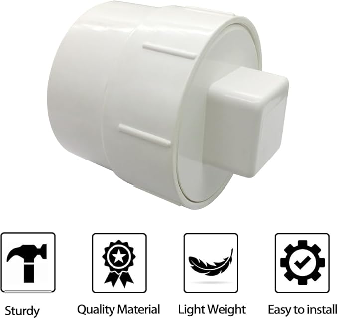 6" PVC Sewer Cleanout Adapter with Plug Pipe Fitting DWV Flush Sewer Cleanout Cap for Drainage Piping System