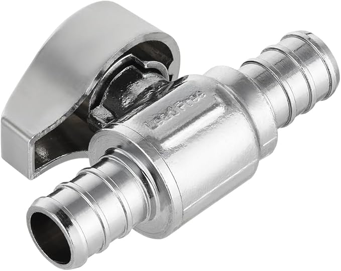 Pro 15-Pack EFIELD 1/4-Turn Straight Stop Valve, Pex Crimp 1/2" X 1/2" Pex, Chrome Plated LF Brass, ASTM F1807, Heavy Duty,(VALVE383)