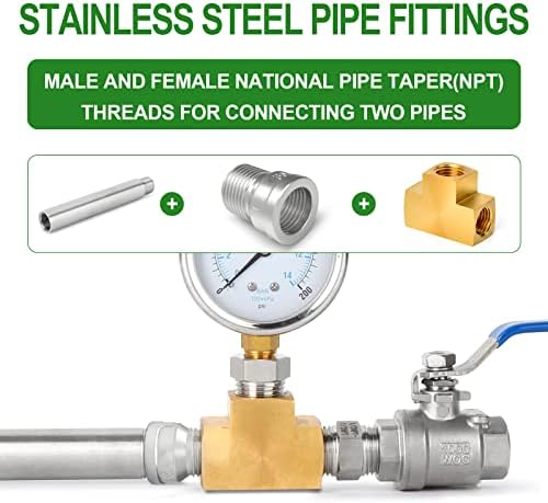 TAISHER 10PCS 304 Stainless Steel Pipe Fitting, Reducer Adapter, 1/4" Male NPTx 1/4" Female NPT