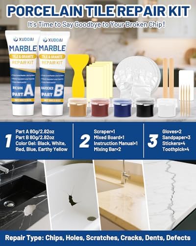 Marble and Granite Repair Kit (Color Match) DIY Fix Reattaches Countertop