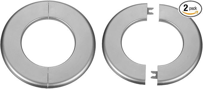HARFINGTON 2pcs Wall Split Flange 78mm/3.1" Self-Adhesive Plumbing Cover Plates ABS Plastic Round Escutcheon Plate Buckle Design for Water Pipe Bathroom Kitchen Decoration, Gray