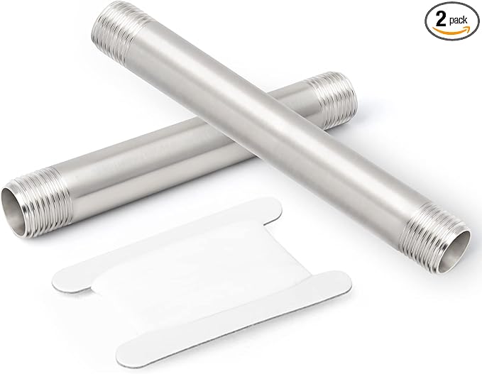 TAISHER 2PCS Stainless Steel Pipe Fittings, 1" NPT x 1" NPT Male Threaded, 8" Length Nipple Cast Pipe
